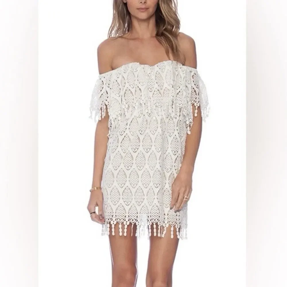 Stone Cold Fox Ivory Cream Iowa Off Shoulder Dress XS S Bridal Wedding Romantic - Picture 1 of 8